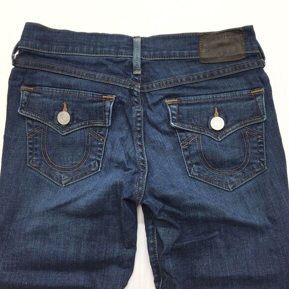 TRUE RELIGION Cora Jean Women 24 (actual 28x34) Straight Slim Stretch Blue Denim - Picture 6 of 12